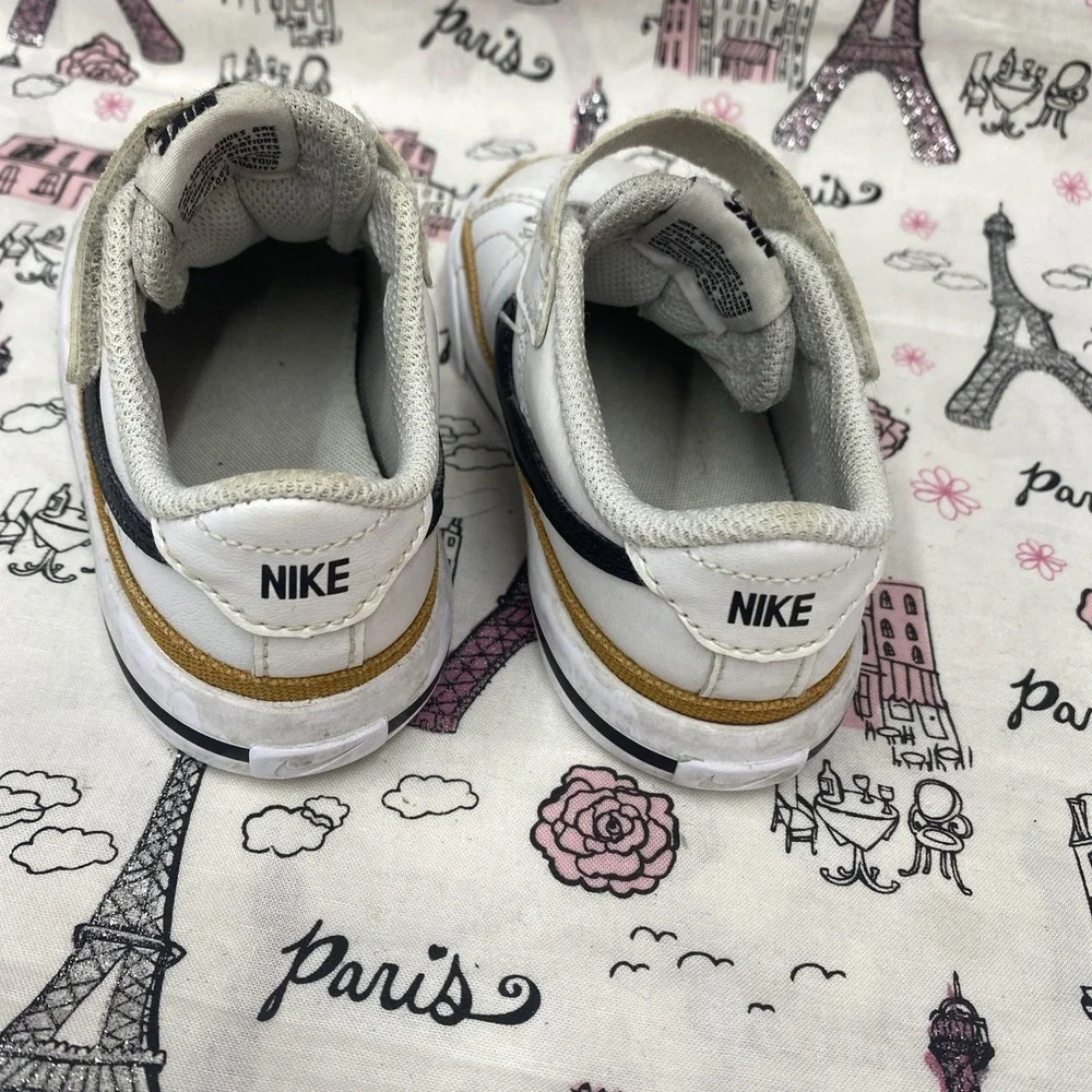 Nike Court Legacy Toddler Shoes Size 8C White, Black And Desert Ochre Colorway